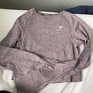Purple Gymshark Seamless Long Sleeve Crop Top